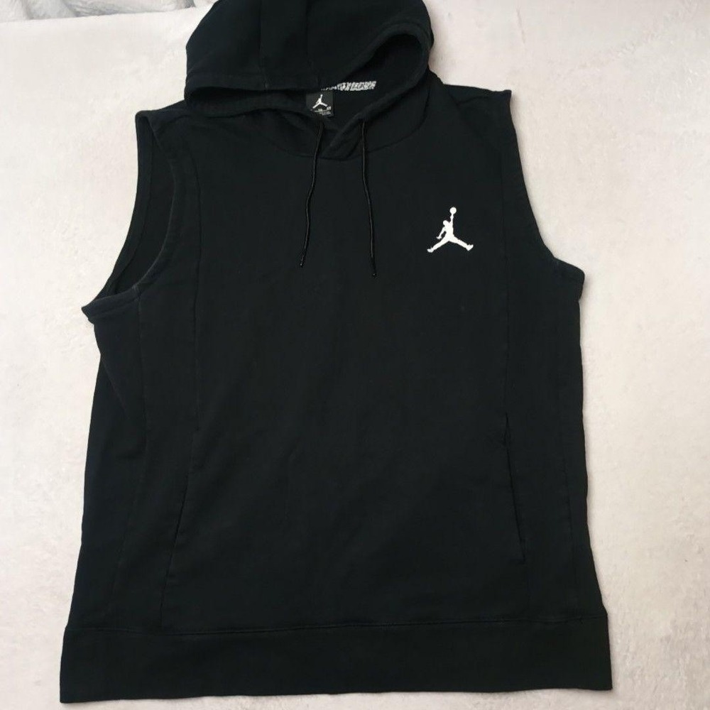 Nike Air Jordan Hoodie Mens XL Black Pullover Sleeveless Pockets Jumpman 749994
